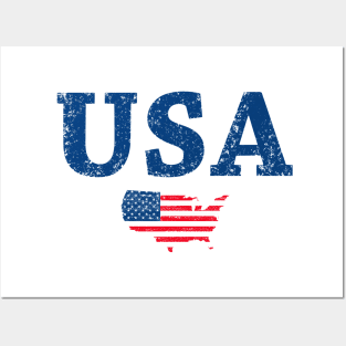 Vintage USA country flag Posters and Art
